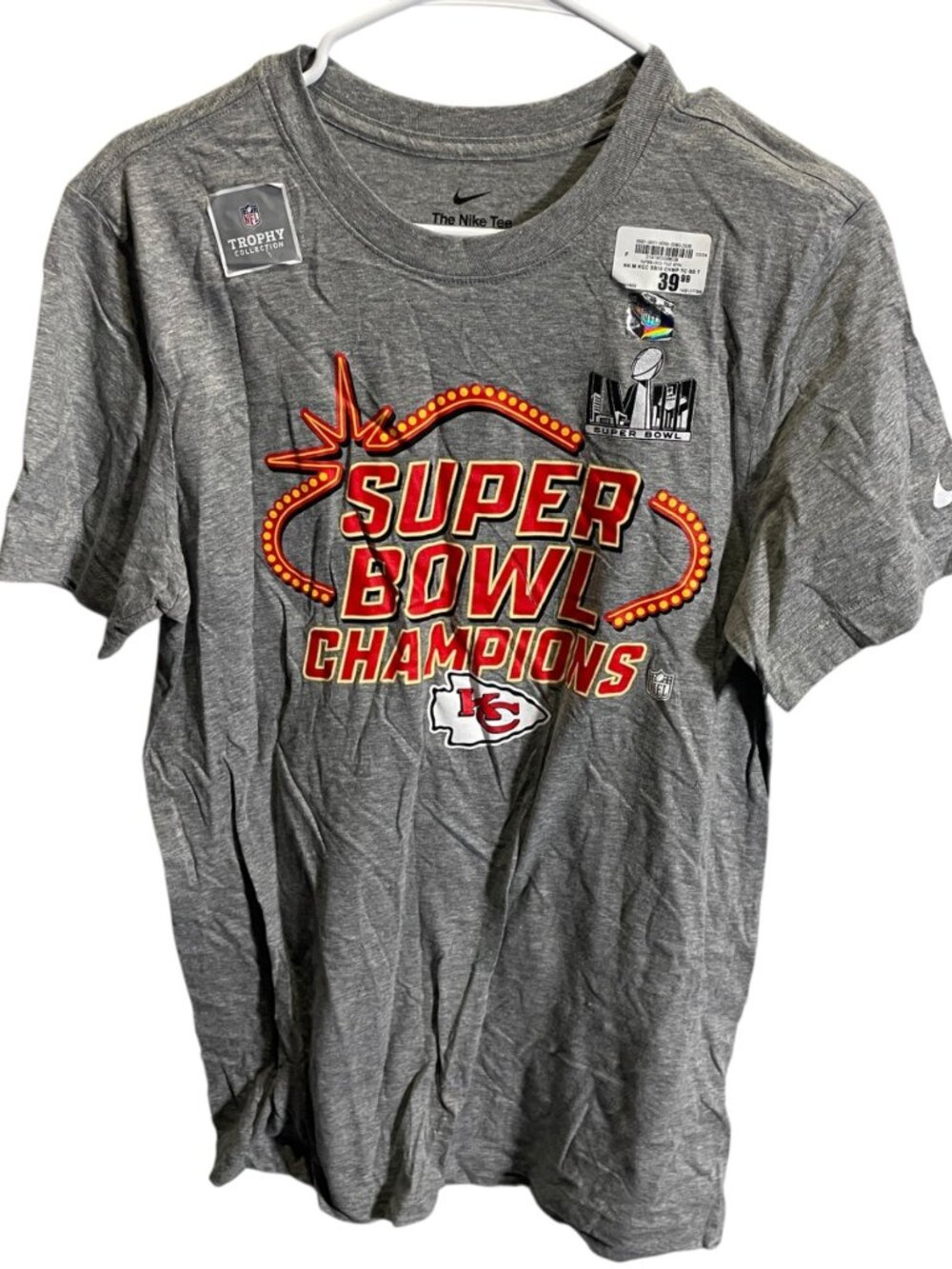 Kansas City Chiefs Nike Super Bowl Champions Gray‎ T-Shirt Small Men’s